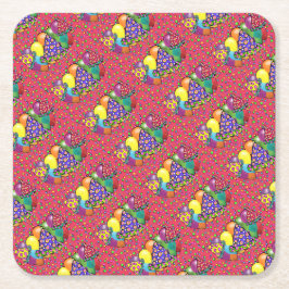 Petten van de Birthay Party Vierkante Kartonnen Onderzetter