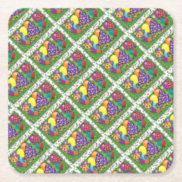 Petten van de Birthay Party Vierkante Kartonnen Onderzetter