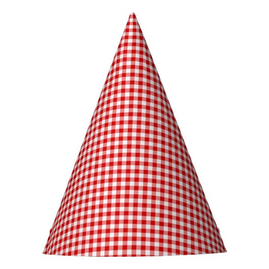 Petten VAN Rood-witte Gingham-PAPER PAPER Feesthoedjes (Voorkant)