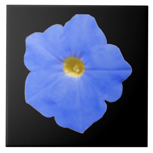 Petunia Blue en Yellow Tile Tegeltje (Voorkant)