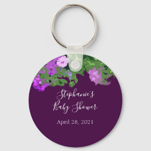Petunia Floral Paars Baby shower Party Favor Cute Sleutelhanger