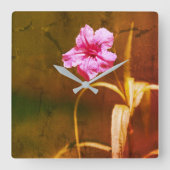 Petunia Floral Rustic Vierkante Klok (Voorkant)