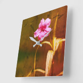 Petunia Floral Rustic Vierkante Klok (Hoek)