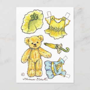 Pétunia jaune Teddy Papier Poupée mignonne carte p