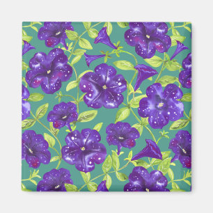 Petunia Night Sky op blauwgroen achtergrond Sierku Magneet