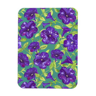 Petunia Night Sky op blauwgroen achtergrond Sierku Magneet