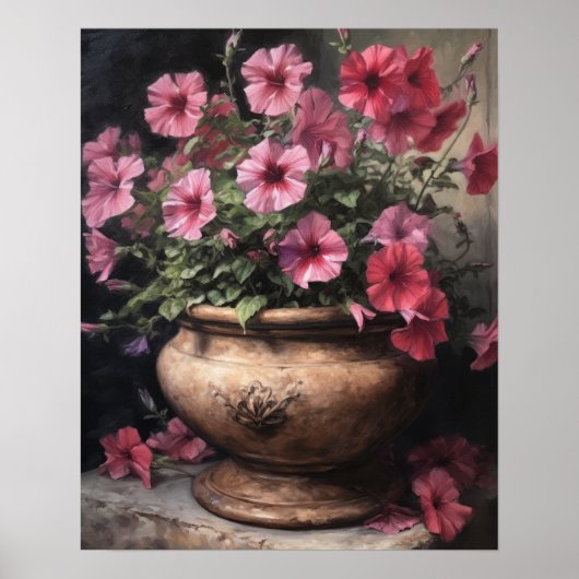 Pétunia rose Fleurs Art Imprimer Poster (Devant)