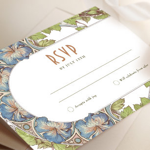 Petunia Wedding RSVP  Art Deco Mucha invoegen Kaart