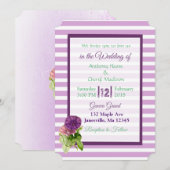 Pétunias à rayures violettes Invitations de mariag (Devant / Derrière)
