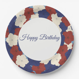 Petunias Paper Plate - Happy Birthday Papieren Bordje