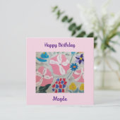 Petunia's & Zomerbloemen Platte Verjaardag Kaart (Staand voorkant)