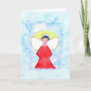 Peu carte de voeux Brown d'ange de parties
