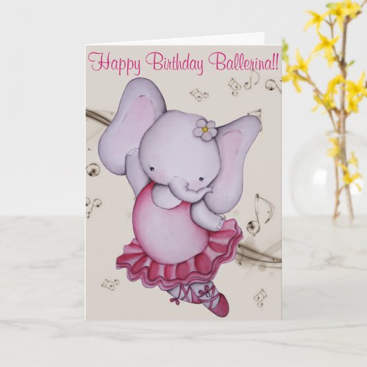 Peu de carte d'anniversaire d'éléphant de (Fleur jaune)