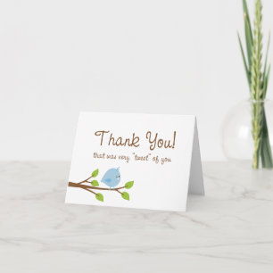Peu de carte de remerciements de birdie - bleu