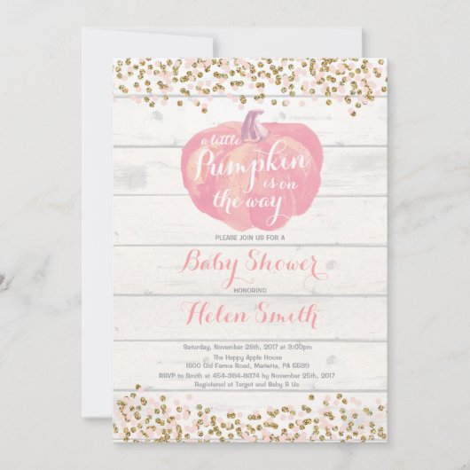 Peu de carte d'invitation de baby shower de fille (Devant)