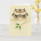 Peu de cartes de broderie de hiboux de cri (Fleur jaune)