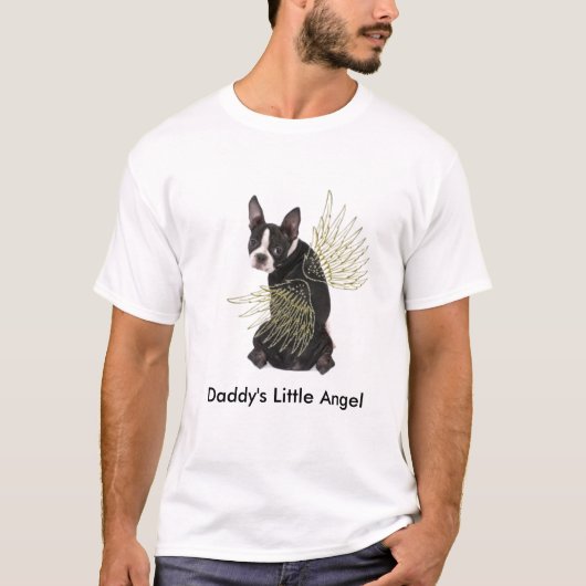 Peu de T-shirt d'ange de Boston Terrier du papa (Devant)