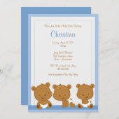 Peu invitation bleue de baby shower de garçon (Devant / Derrière)