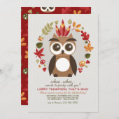 Peu invitation Brown de hibou (Devant / Derrière)