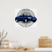 Peugeot 306 Cabriolet blauw Poster (Keuken)