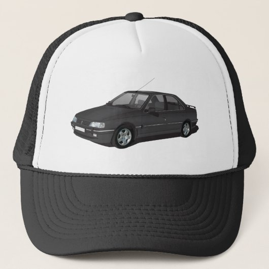 Peugeot 405 zwart trucker pet (Voorkant)