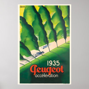 Peugeot Automobile 1935 Vintage Auto Poster