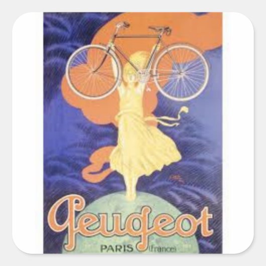 Peugeot Vintage Vierkante Sticker (Voorkant)