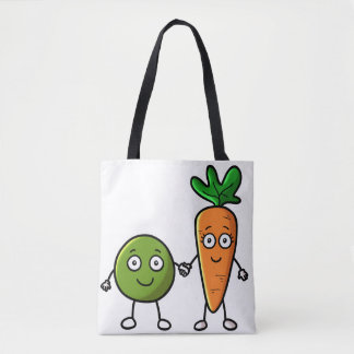 Peul- en wortelboodschappentas tote bag
