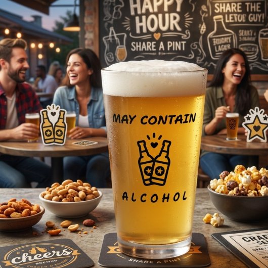 Peut contenir de l'alcool Verre de pint – Drôle de