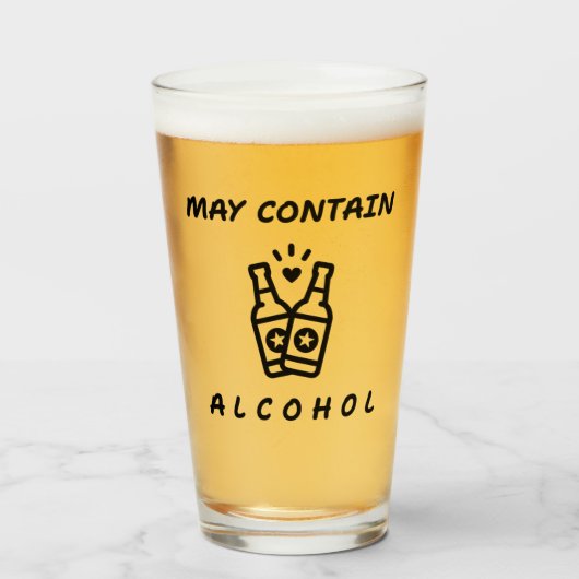 Peut contenir de l'alcool Verre de pint – Drôle de (Devant (rempli))