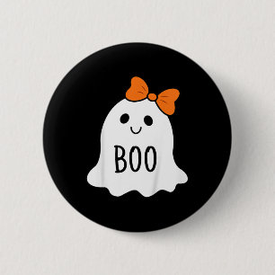 Peuter Halloween Boo Ghost Met Een Bow Meisjes Hal Ronde Button 5,7 Cm