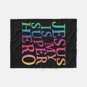 Peuter Jesus is mijn superheld Christelijk Godszoo Fleece Deken (Voorkant (Horizontaal))