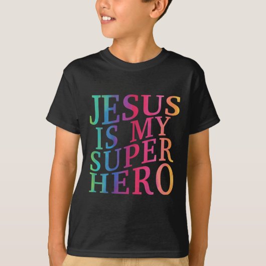 Peuter Jesus is mijn superheld Christelijk Godszoo T-shirt (Voorkant)
