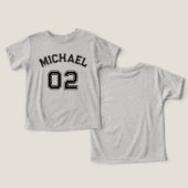 Peuter Jongen Zwart Naam Jersey Nummer Sport Katoe (Ontwerp Voorkant & Achterkant)