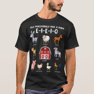 Peuter Kinder boerderijdieren Oude MacDonald had e T-shirt