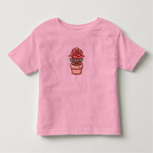 Peuter roze T-shirt met een mooie roos cyclus.