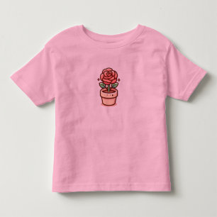 Peuter roze T-shirt met een mooie roos cyclus. 