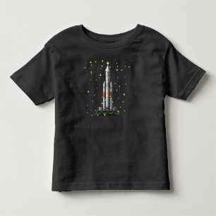 Peuter Ruimteraket Gouden Sterren Zwarte Kerst Kinder Shirts