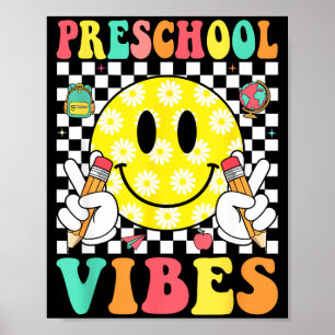 Peuter sfeer retro glimlach gezicht leraren kinder poster
