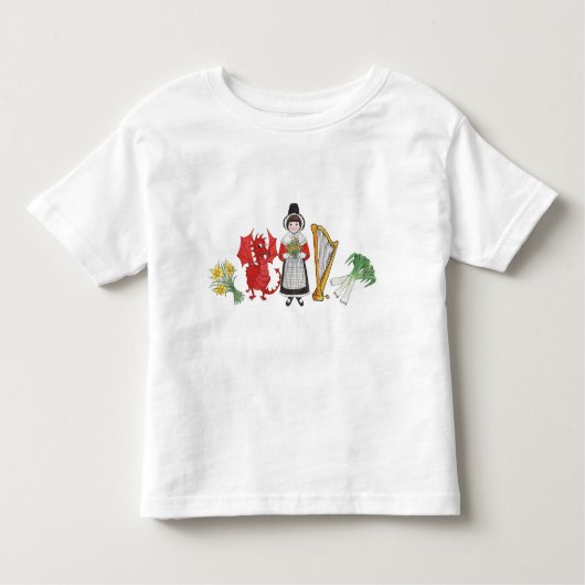 Peuter T-shirt: Welsh Daffodils Dragon Leeks Harp Kinder Shirts (Voorkant)