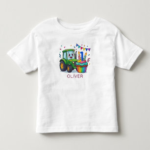 Peuter Tractor Kleurrijke Naam Leeftijd T-shirt