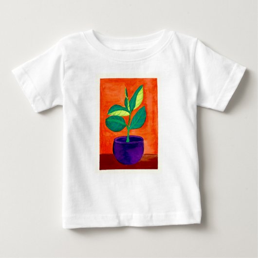 Peuter Whimsical Painted Potted Plant Art T-shirt (Voorkant)