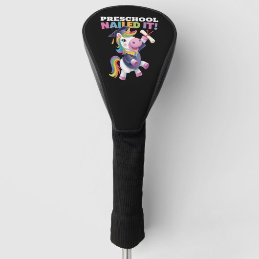 Peuterschool Nailed It Unicorn Afstudeerdop Golfheadcover (Voorkant)