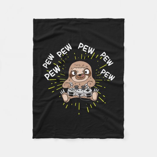 Pew Gamer Sloth Gaming Fleece Deken (Voorkant)
