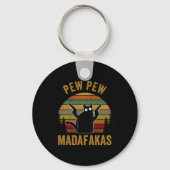 Pew Madafakas Pew Pistolen Funny Black Cat Retro V Sleutelhanger (Voorkant)