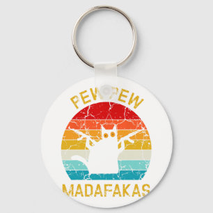 Pew Madafakas Pew Pistolen Funny Black Cat Retro V Sleutelhanger