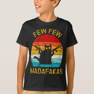 Pew Madafakas Pew Pistolen Funny Black Cat Retro V T-shirt