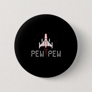 Pew Pew Gamer Retro 80's 90's Arcade Gamen Liefheb Ronde Button 5,7 Cm