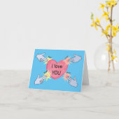 Pew Pew Hands Game Lover Unieke Valentijnsdag Kaart (Gele Bloem)