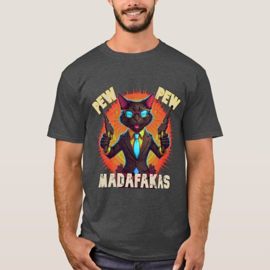 Pew Pew Madafakas Black Cat T-shirt (Voorkant)